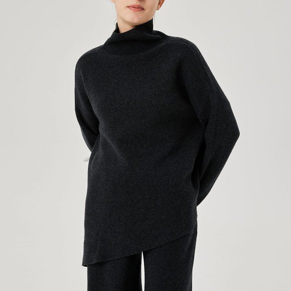 NEW ☁️ NAP Loungewear ☁️ Asymmetrical Wool Sweater - Picture 2 of 11